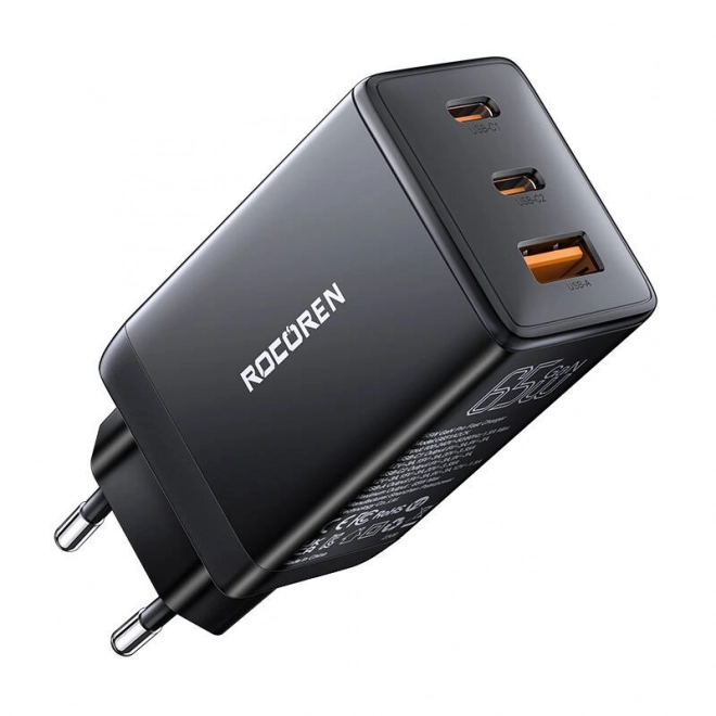 Rychlonabíječka Rocoren GaN Pro 65W, 2x USB-C, USB (černá)