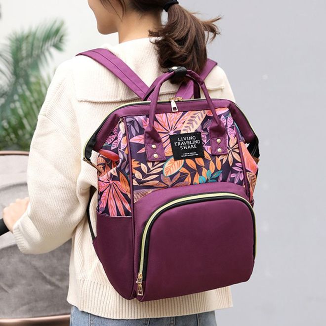 Oxfordský batoh / taška pro maminku - fialová
