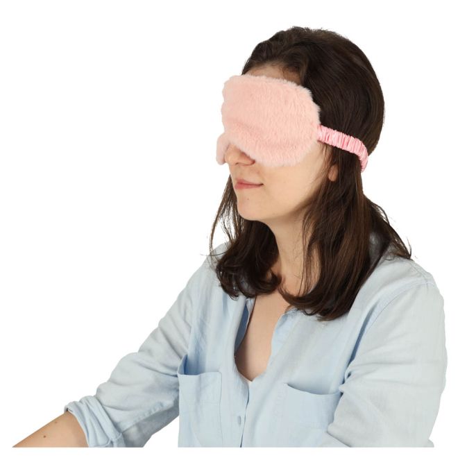 Maska na spaní s páskou přes oči růžová