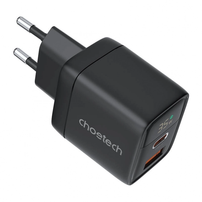 Nástěnná nabíječka GAN3 USB-A+C PD35W Choetech PD6052 (černá)