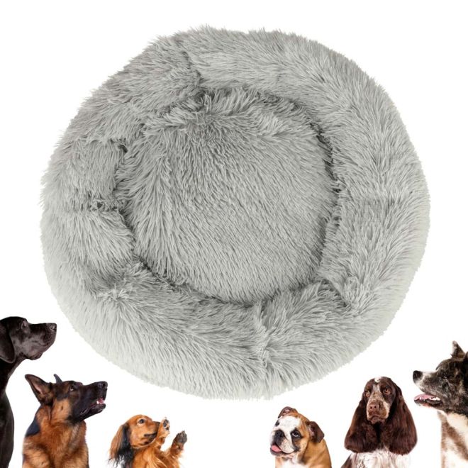 Chlupatý pelíšek pro psy 60 cm šedý