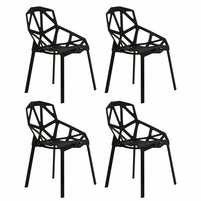 Sada moderních černých židlí do obývacího pokoje, 4 ks