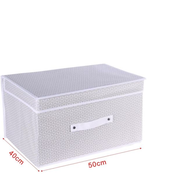 Uzavíratelný organizér/úložný box, velikost 30x40x50cm - v listech, barva světle šedá