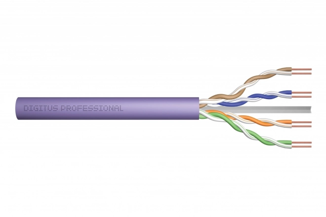 CAT6, U/UTP, Eca, drát, AWG 24/1, PVC, 305 m, fialový, krabice