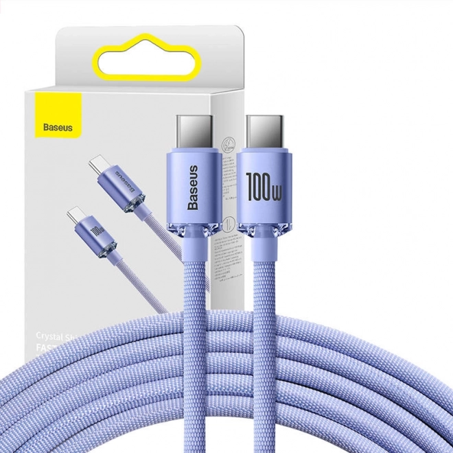 Baseus Crystal Shine kabel USB-C na USB-C, 100W, 1,2 m (fialový)