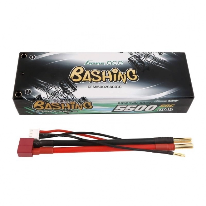 Baterie Lipo Gens ace 5500mAh 2S 7,4V 60C HardCase RC 10# auto s T-zástrčkou