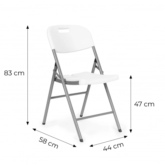 Sada 2 skládacích židlí, materiál HDPE, bílá barva