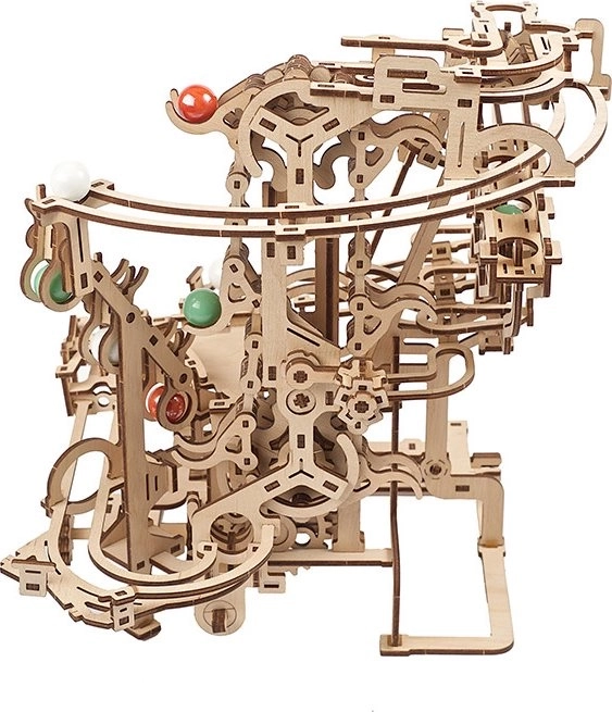 Ugears 3D dřevěné mechanické puzzle Kuličková dráha řetězová