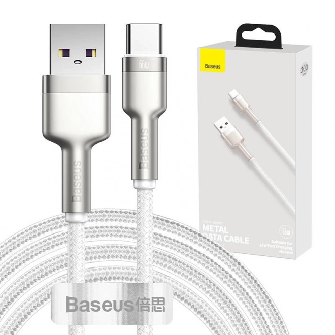 Kabel USB pro USB-C Baseus Cafule, 66 W, 2 m (bílý)