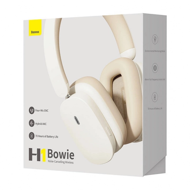 Baseus Bowie H1 Bezdrátová sluchátka Bluetooth 5.2, ANC (bílá)