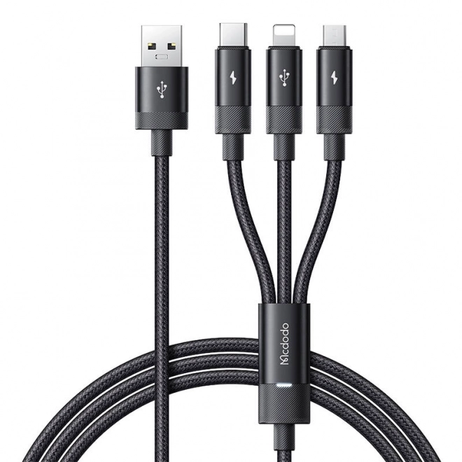 Kabel 3v1 USB na USB-C / Lightning / Micro USB, Mcdodo CA-5790, 3,5 A, 1,2 m (černý)