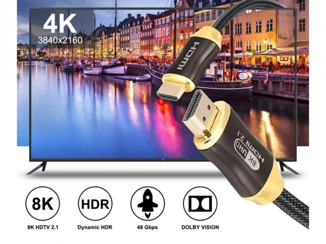 Hdmi kabel ultra rychlost 8k 60hz 4k 120hz zlato 3m