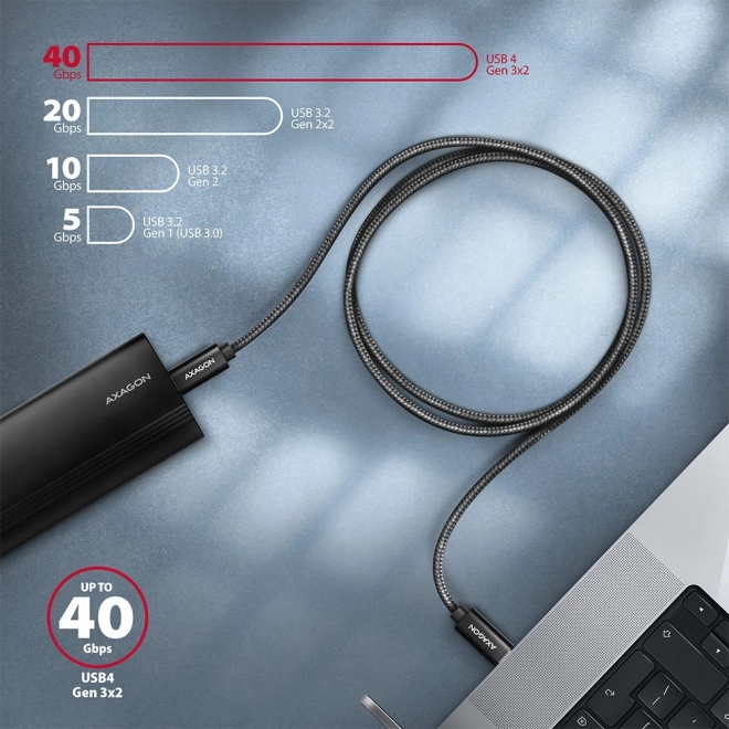 BUCM432-CM10AB USB-C - Kabel USB-C, USB4 Gen 3x2 1m, PD 100W, 8K HD, ALU, opletený Černá barva