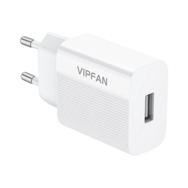 Síťová nabíječka VFAN E01, 1x USB, 2,4A + kabel Micro USB (bílý)