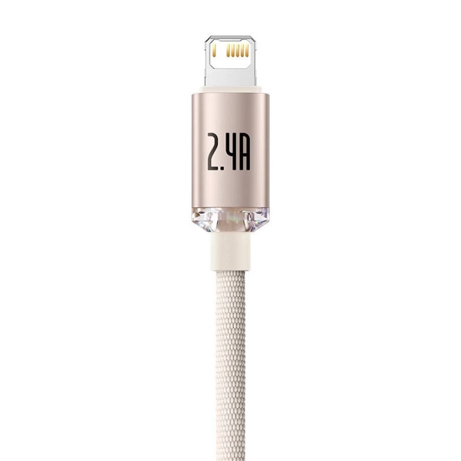 Kabel USB na iP Baseus Crystal Shine, 2,4A, 2m (růžový)