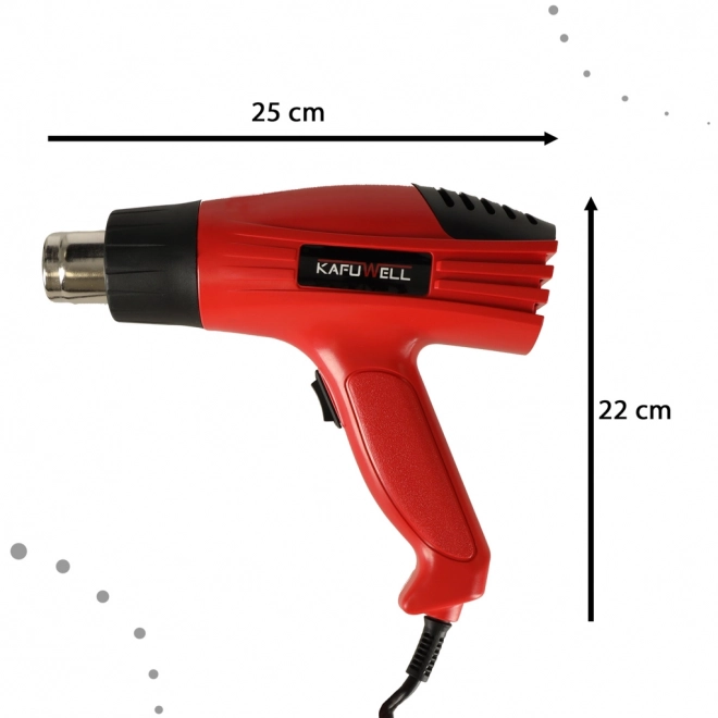 Elektrická horkovzdušná pistole s regulací teploty 0-600 stupňů C + 4 vyměnitelné hroty 1600W