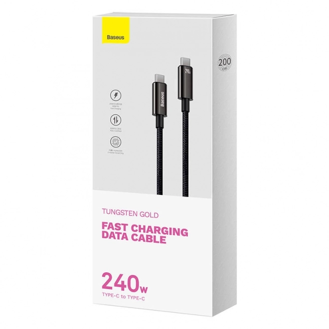 Kabel USB-C na USB-C Baseus Tungsten Gold 240W 2 m (černý)