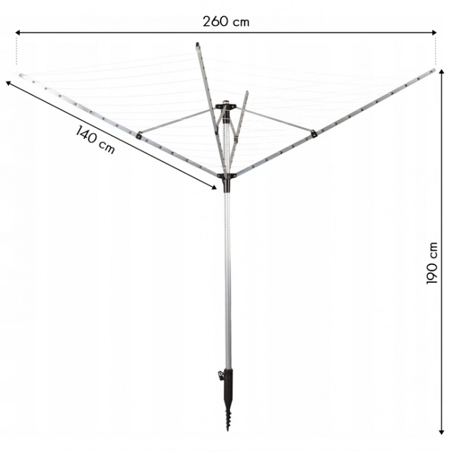 Zahradní sušák na prádlo 60 m + kryt + držák