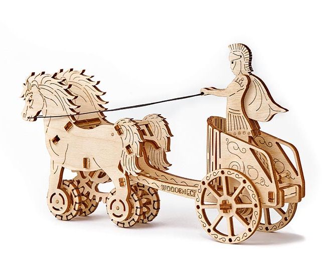 Wooden City 3D dřevěné mechanické puzzle Římský vůz