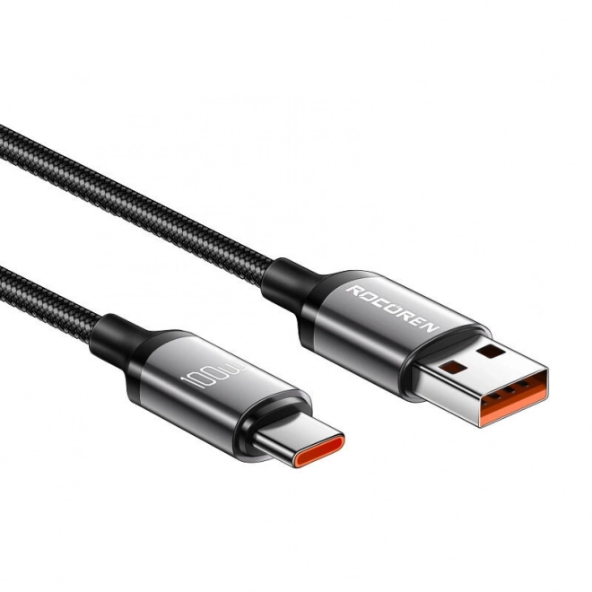 Rychlonabíjecí kabel Rocoren USB-A na USB-C Retro Series 1m 100W (šedý)