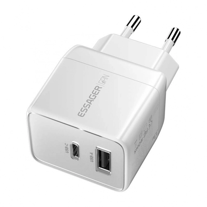 Essager Dualní USB-C a USB-A GaN Rychlonabíječka 33W