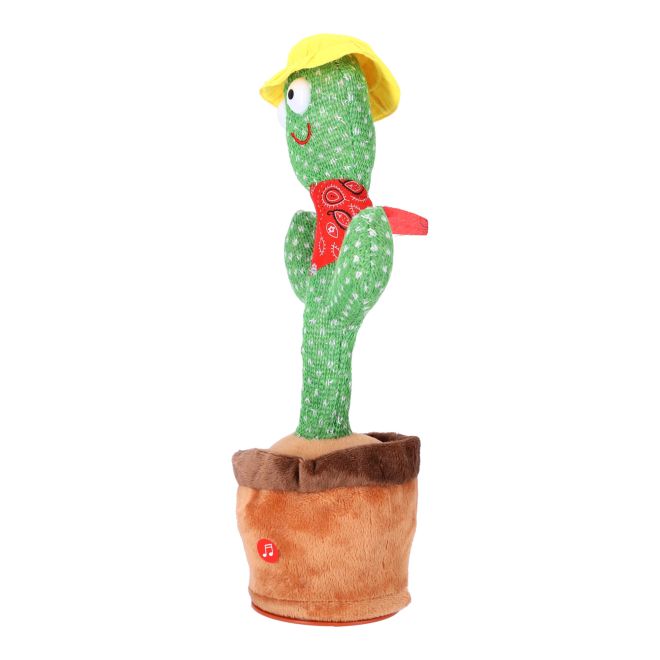 Dětská hračka - Tančící kaktus - s červeným šátkem a žlutým kloboukem