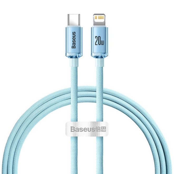 Kabel USB-C k iP Baseus Crystal Shine, 20W, 1,2 m (modrý)