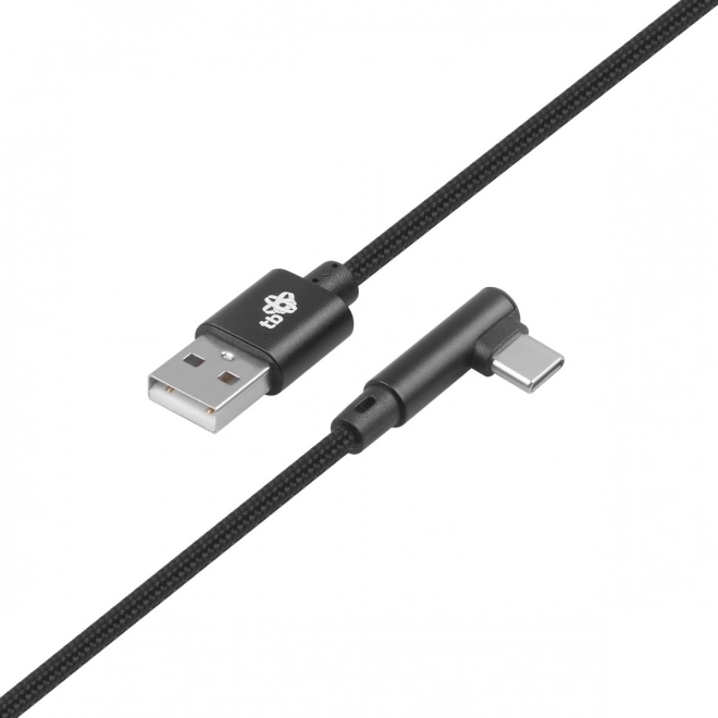 Kabel USB-USB C 1,5 m úhlový, černá šňůra