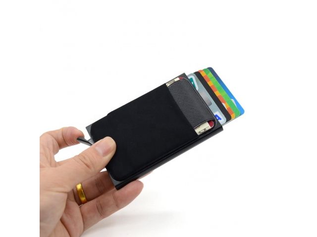 Hliníkové peněženkové pouzdro na karty RFID – Černé