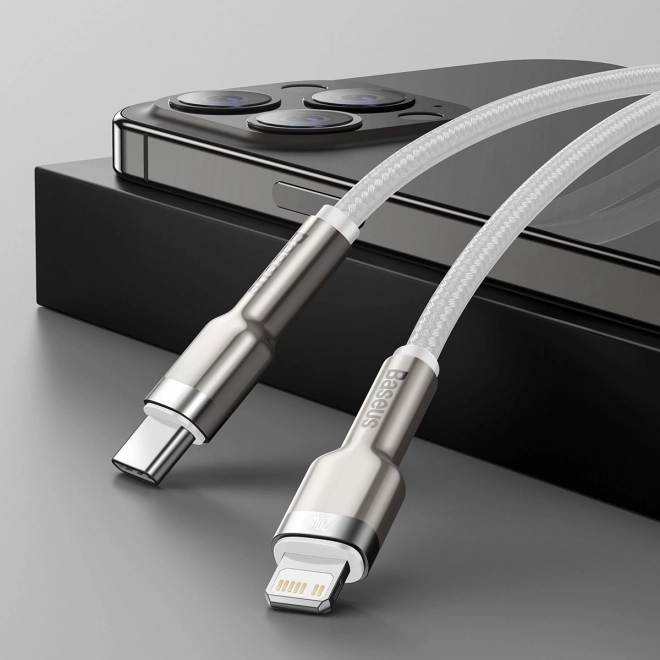 USB-C kabel pro Lightning Baseus Cafule, PD, 20W, 1m (bílý)