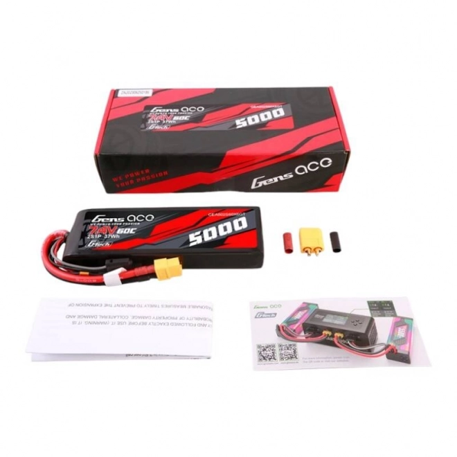 Gens ace G-Tech 5000mAh 7,4V 60C 2S1P Lipo pouzdro z PC materiálu s XT60 konektorem