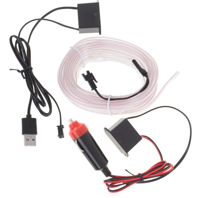 LED ambientní osvětlení do auta / auto USB / 12V páska 5m bílá