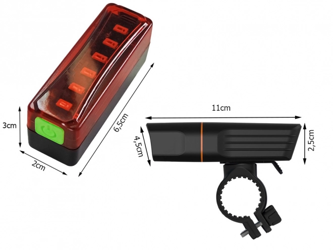 Bike light přední zadní led usb kit