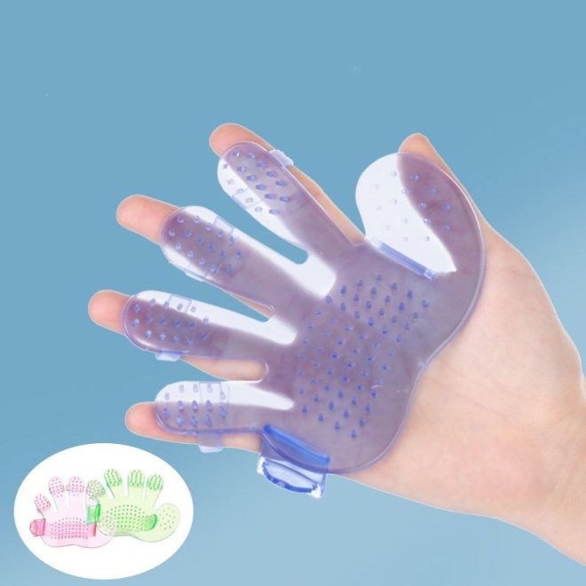 Masážní a koupací rukavice pro psy - modrá