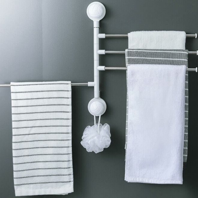 Otočný koupelnový věšák na ručníky se 4 rameny