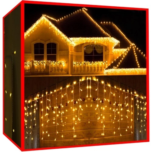 LED teplý bílý závěs s rampouchy - 12 m, 300 LED