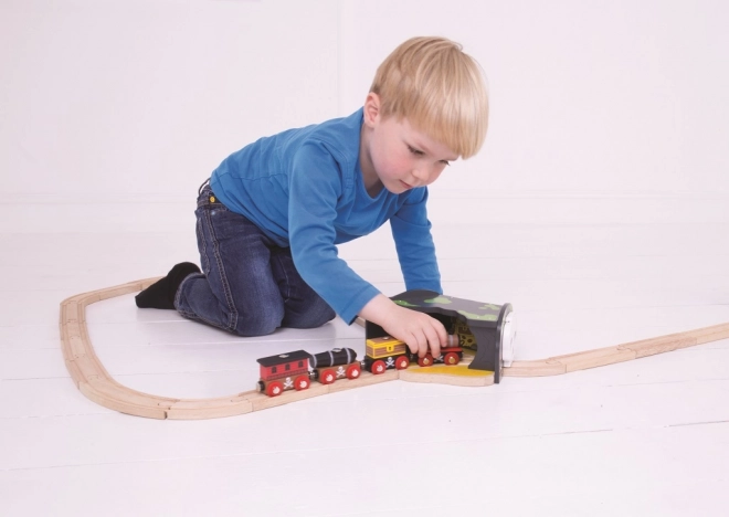 Bigjigs Rail Tunel s výhybkou jeskyně lebka