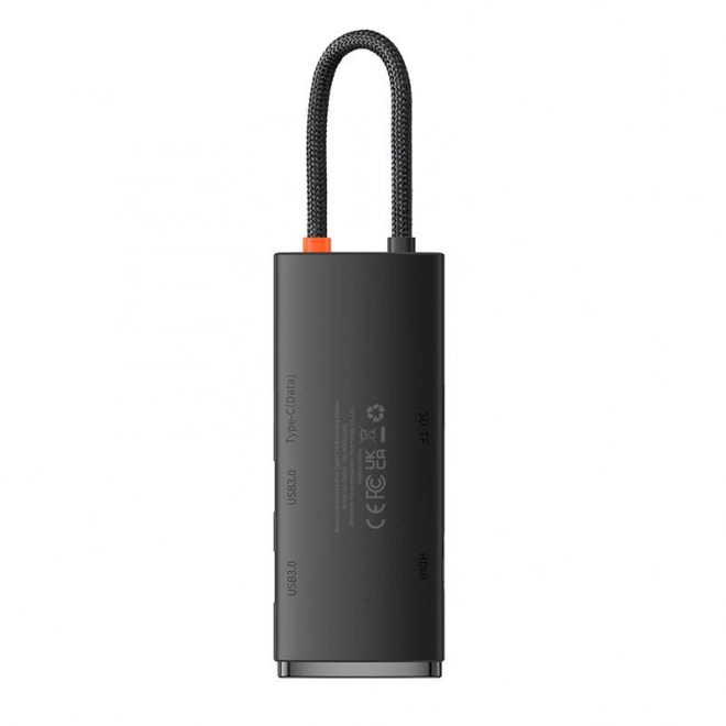 Baseus Lite Series Hub 6w1 USB-C na 2x USB 3.0 + USB-C + HDMI + SD/TF (černý)