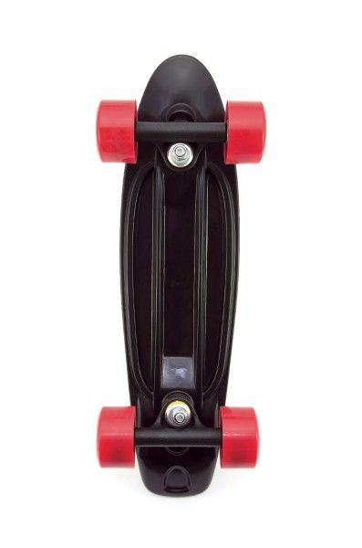 Skateboard - pennyboard 43cm, nosnost 60kg plastové osy – Černý, červená kola