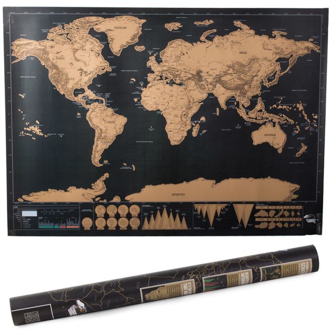 Stírací mapa světa pro cestovatele 82 x 59 cm