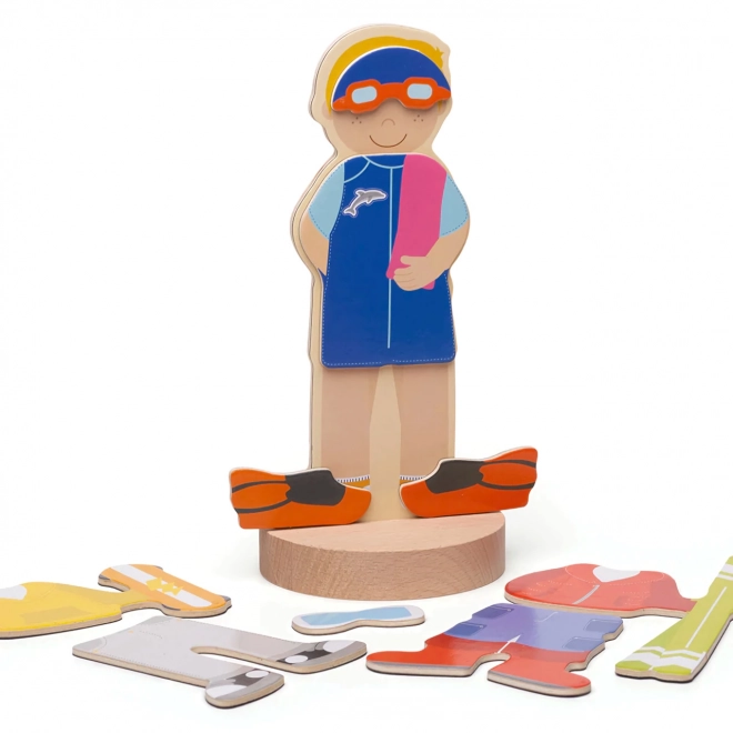 Bigjigs Toys Magnetické oblékací puzzle sportovní aktivity