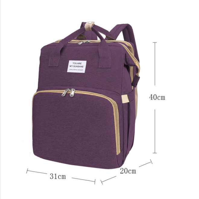 Velký multifunkční batoh / taška pro maminku s funkcí spaní - fialová