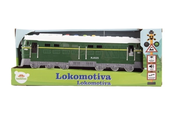 Lokomotiva/Vlak plast 35cm na baterie se zvukem se světlem v krabičce 41x16x12cm – Zelená