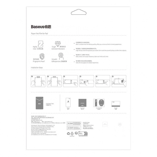 Baseus Paperfeel fólie pro Pad Pro (2018/2020/2021/2022) 11″ /Pad Air4/Air5 10,9″, čirá