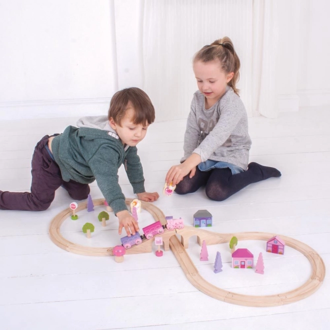 Bigjigs Rail Dřevěná vláčkodráha osmička pro princezny 35 dílů