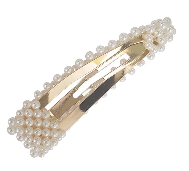 GLAMOUR 2 perlová spona do vlasů - zlatá a bílá perla