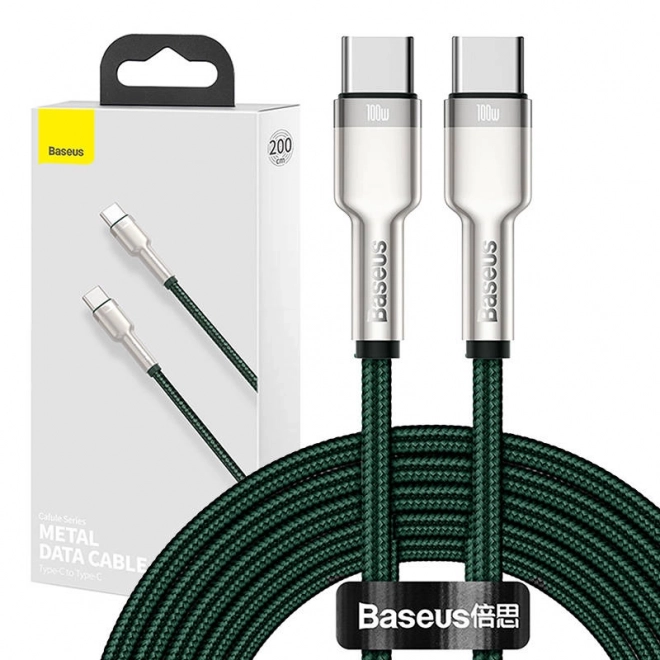 Kabel USB-C na USB-C Baseus Cafule, 100W, 2m (zelený)