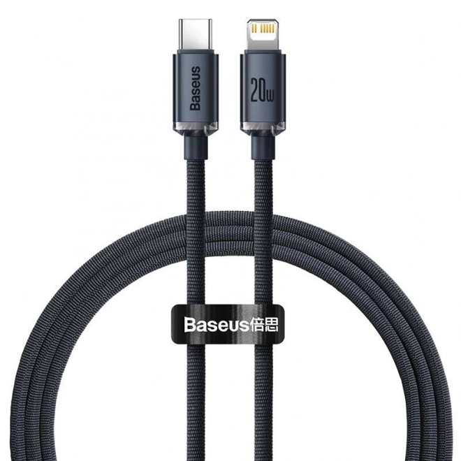 Baseus Crystal kabel USB-C na Lightning, 20W, PD, 1,2 m (černý)