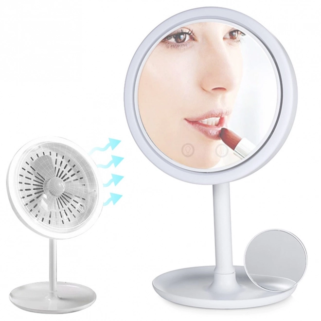 Kosmetické make-up zrcadlo s led ventilátorem