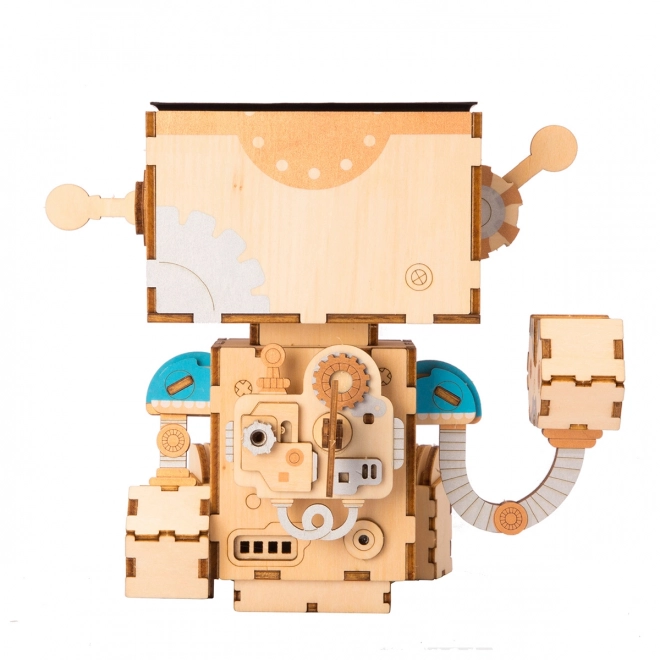 RoboTime dřevěné 3D puzzle Květináč robůtek